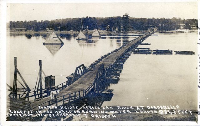 Pontoon Bridge across Arkansas River at Dardanelle, Longest in the world